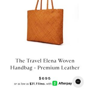 Tan Woven Leather Tote Bag with Basket-Weave Design